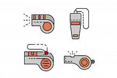 Whistle icon set line color vector Product Image 1