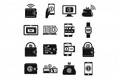 Web digital wallet icons set, simple style Product Image 1