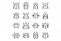 Egypt Scarab beetle icons set, outline style Product Image 1