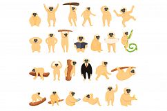 Gibbon icons set, cartoon style Product Image 1