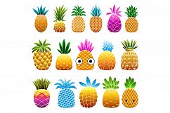 Pineapple icons set, cartoon style Product Image 1