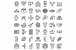 Sewerage icons set, outline style Product Image 1