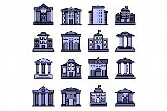 Courthouse icons set vector flat Product Image 1