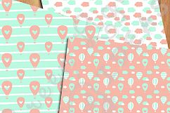 Mint and Coral Hot Air Balloons Digital Papers Product Image 4