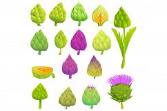 Artichoke icons set, cartoon style Product Image 1