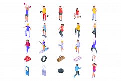 Physical activity icons set, isometric style Product Image 1
