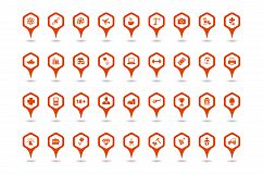 152 map pointer icons - hexagonal shapes Product Image 3