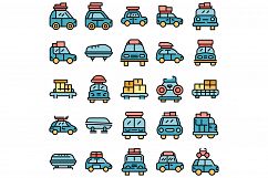 Car roof box icons set vector flat Product Image 1