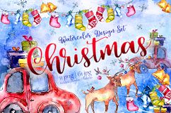 Christmas collection PNG watercolor design set Product Image 1