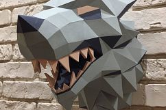 Game of Thrones, Winter is coming, Paper Wolf, Direwolf, Wolf Head, Papercraft Wolf, House Stark, animal head, Home Decoration, Printable Product Image 4