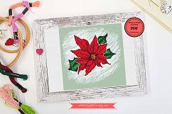 Christmas flower Cross Stitch pattern PDF Floral Poinsettia Product Image 2