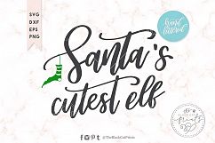 Santa&#039;s cutest Elf SVG DXF EPS PNG, Hand lettered cut file Product Image 3