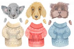 Winter Dogs Watercolor Clipart Collection Product Image 6