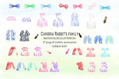 Cumbria Rabbit Family, Mum, Dad, Sisters, Watercolor Illustration  Product Image 3