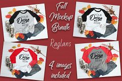 Fall Raglan Mockup Bundle T Shirt Flat Lay 4 Images Baseball Product Image 1
