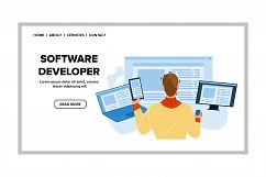 Software Developer Coding Digital Program Vector Product Image 1