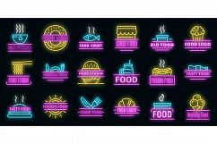 Food courts breakfast logo set vector neon Product Image 1