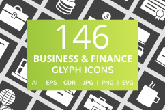146 Business &amp; Finance Glyph Inverted Icons Product Image 1