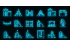 Kid playground icons set vector neon Product Image 1