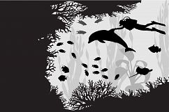 Diver in coral reef Product Image 2