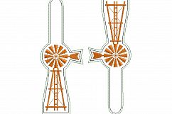 Farm Windmill with Ladder Key Fob Machine Embroidery Design Product Image 6