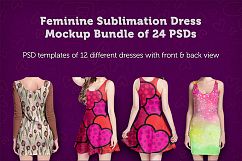 Feminine Sublimation Dress Mockup Bundle of 24 PSDs Product Image 1