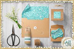 Teal Aqua Foil Glitter Seamless Digital Papers,Borders Set Product Image 9