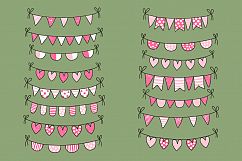 Cute Valentine love buntings clipart pink clip art Product Image 5