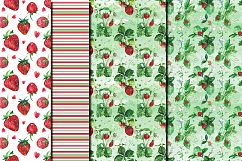 Watercolor Strawberry seamless digital paper pack Product Image 5