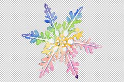 Watercolor colorful snowflakes PNG set Product Image 5