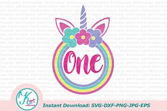 Unicorn One birthday monogram toddler oneness cutting file Product Image 1
