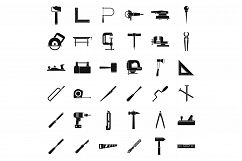 Modern carpenter tools icons set, simple style Product Image 1