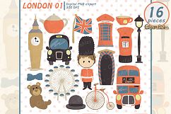 Cute London clipart, Europe clip art, travel art - instant Product Image 1