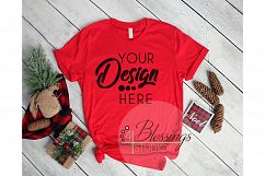 Christmas Red TShirt Bella Canvas Mockup 3001 Unisex Shirt Product Image 1