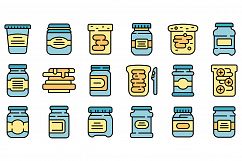 Chocolate paste icons set vector flat Product Image 1