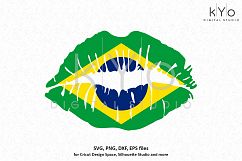 Brazil Flag Girl Lips SVG PNG DXF EPS files Product Image 1