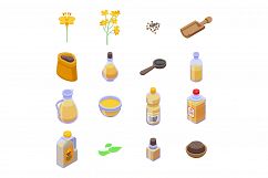 Canola icons set, isometric style Product Image 1