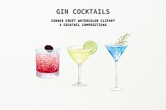 Watercolor Gin Cocktail Illustration and Prints Product Image 6