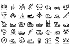 Jeep safari icons set, outline style Product Image 1