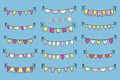 Yellow purple hand drawn buntings clipart, Summer banner party flags clip art Product Image 4