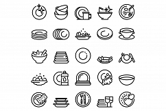 Plate icons set, outline style Product Image 1