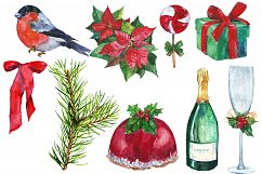 Watercolor Christmas digital clip art Product Image 2