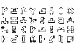 Pipe icons set, outline style Product Image 1