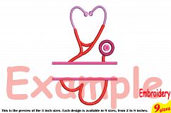 Split Stethoscope Heart Embroidery Design Machine Instant Download Commercial Use digital file symbol sign Nursing Nurse frame doctor 212b Product Image 3