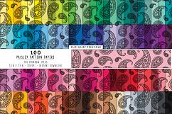 100 Black Paisley Pattern Digital Papers - rainbow color Product Image 1