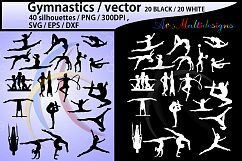 Gymnastics silhouette svg / Gymnastics clipart / silhouette / Gymnastics printable vector file : black and white / SVG / Png / EPS / DXf Product Image 1