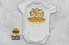 Baby raccoon with flowers cutting printable template Product Image 2