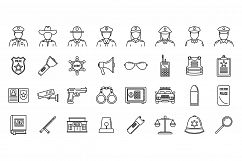 Guard policeman icons set, outline style Product Image 1