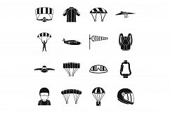 Adventure parachuting icons set, simple style Product Image 1