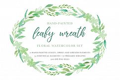 Leafy Wreath Watercolor Elements Set Product Image 1